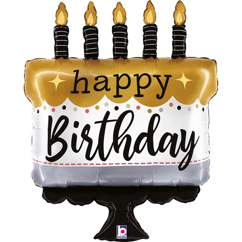 38in SATIN METALLIC BIRTHDAY CAKE FOIL BALLOON