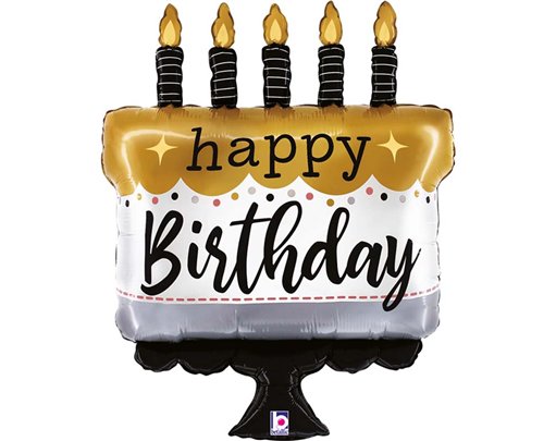 38in SATIN METALLIC BIRTHDAY CAKE FOIL BALLOON