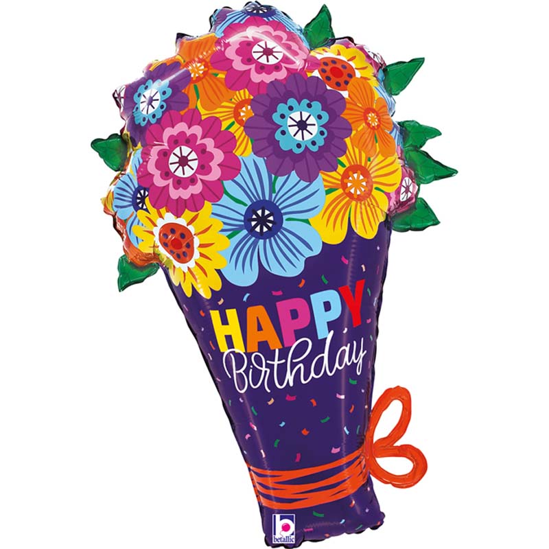 33in BOLD BLOOMS BDAY BOUQUET FOIL BALLOON