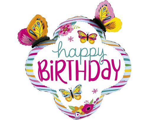 79in COLORFUL BIRTHDAY BUTTERFLY FRAME FOIL BALLOON