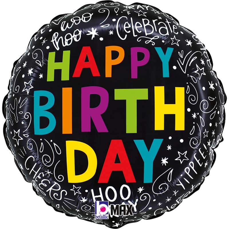 18in BIRTHDAY DOODLES FOIL BALLOON