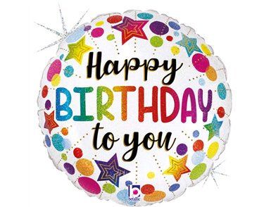 18in BIRTHDAY STARS AND DOTS FOIL BALLOON