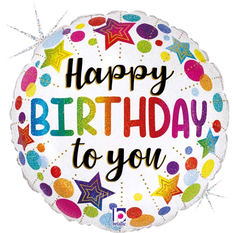 18in BIRTHDAY STARS AND DOTS FOIL BALLOON