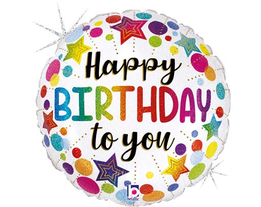 18in BIRTHDAY STARS AND DOTS FOIL BALLOON