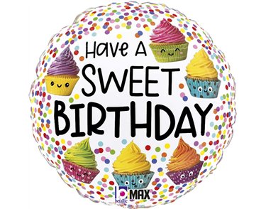 18in CUTE CUPCAKES BIRTHDAY FOIL BALLOON