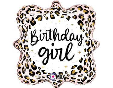18in SATIN LEOPARD BIRTHDAY GIRL FOIL BALLOON