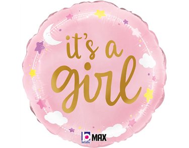 18in IT'S A GIRL STARS & CLOUDS FOIL BALLOON