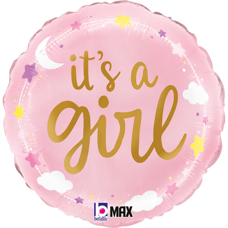18in IT'S A GIRL STARS & CLOUDS FOIL BALLOON