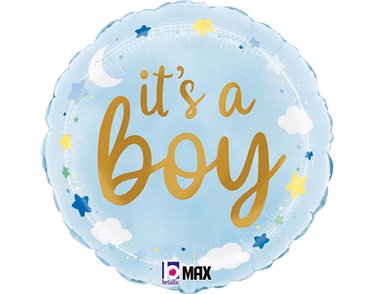 18in IT'S A BOY STARS & CLOUDS FOIL BALLOON