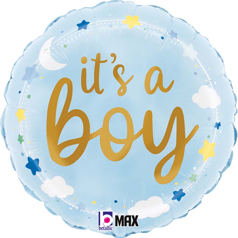 18in IT'S A BOY STARS & CLOUDS FOIL BALLOON