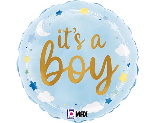 18in IT'S A BOY STARS & CLOUDS FOIL BALLOON