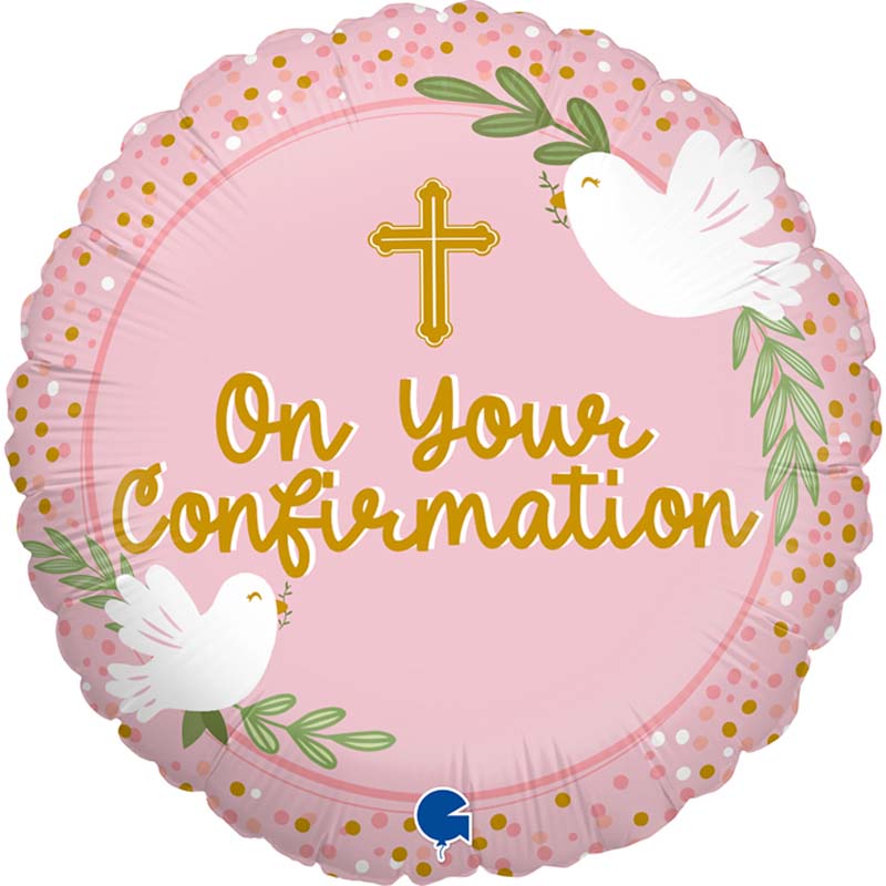 18in ON YOUR CONFIRMATION PINK FOIL BALLOON
