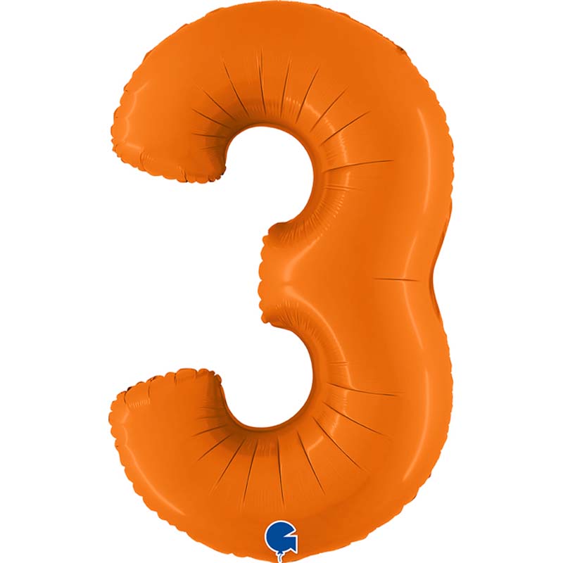 40in NUMBER 3 MATTE ORANGE FOIL BALLOON