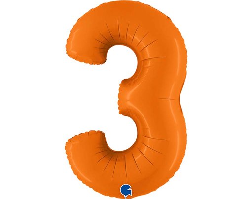 40in NUMBER 3 MATTE ORANGE FOIL BALLOON