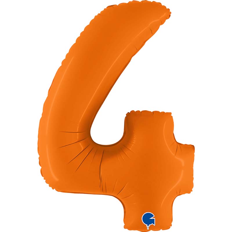 40in NUMBER 4 MATTE ORANGE FOIL BALLOON