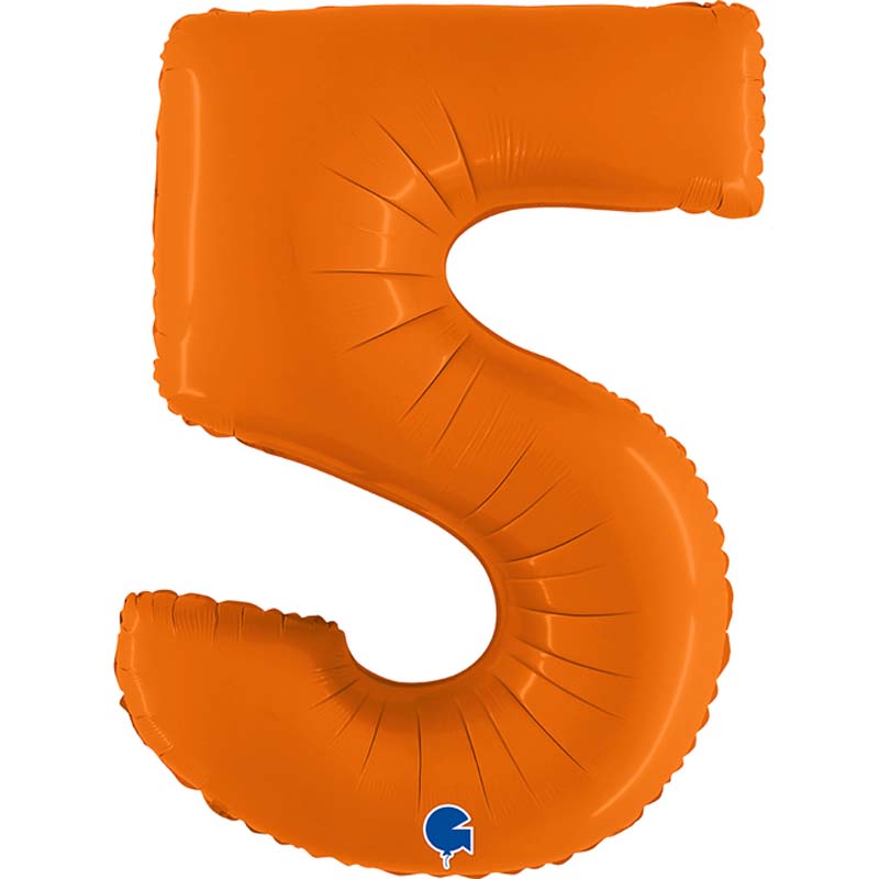 40in NUMBER 5 MATTE ORANGE FOIL BALLOON