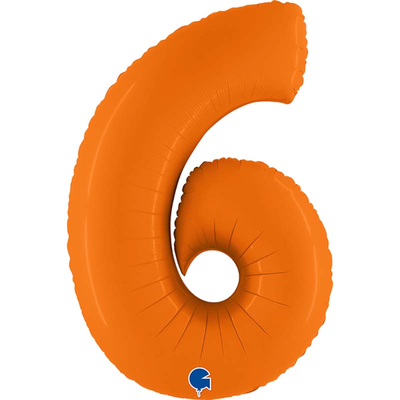 40in NUMBER 6 MATTE ORANGE FOIL BALLOON