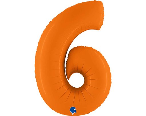 40in NUMBER 6 MATTE ORANGE FOIL BALLOON