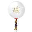 24in WHITE HAPPY BIRTHDAY BALLOON WITH TASSEL