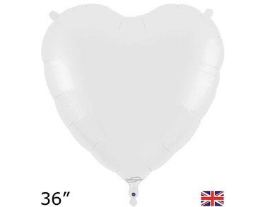 36in WHITE HEART FOIL BALLOON