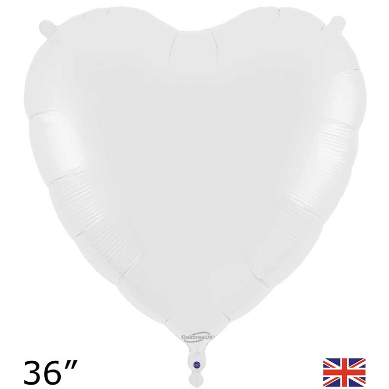36in WHITE HEART FOIL BALLOON