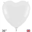 36in WHITE HEART FOIL BALLOON