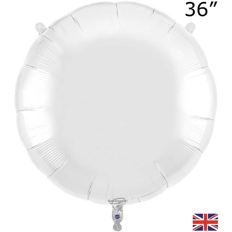 36in WHITE ROUND FOIL BALLOON