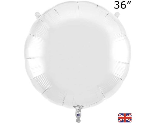 36in WHITE ROUND FOIL BALLOON