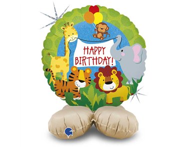 26in JUNGLE ANIMALS BIRTHDAY STANDUPS AIR FILL FOIL BALLOON