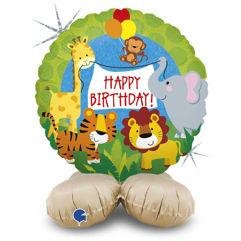 26in JUNGLE ANIMALS BIRTHDAY STANDUPS AIR FILL FOIL BALLOON