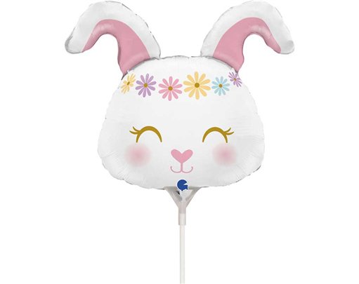14in HIPPIE BUNNY MINI AIR FILL FOIL BALLOON 10S