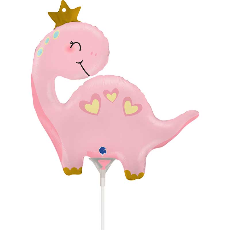 14in PINK DINO MINI AIR FILL FOIL BALLOON 10S