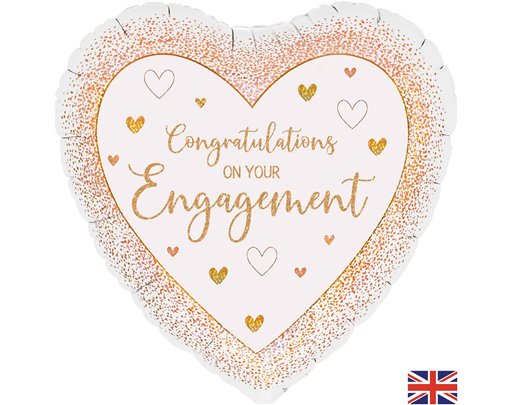 18in ENGAGEMENT ROSE GOLD HEART FOIL BALLOON
