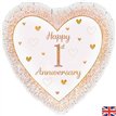 18in HAPPY 1ST ANNIVERSARY HEART FOIL BALLOON