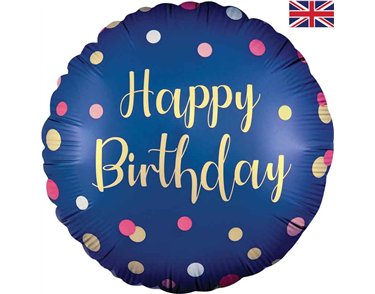 18in POLKA NAVY PINK BIRTHDAY FOIL BALLOON