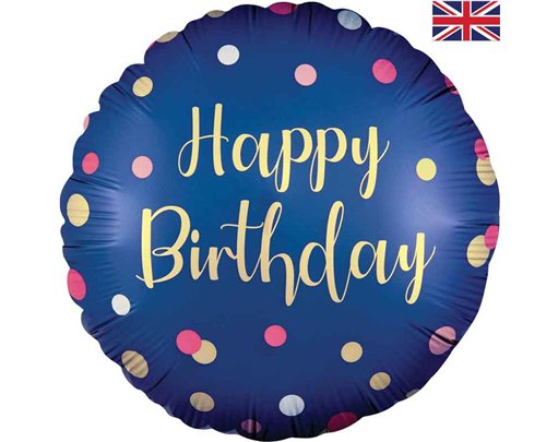 18in POLKA NAVY PINK BIRTHDAY FOIL BALLOON