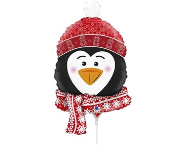 14in SWEET PENGUIN HEAD MINI AIR FILL FOIL BALLOON 10S