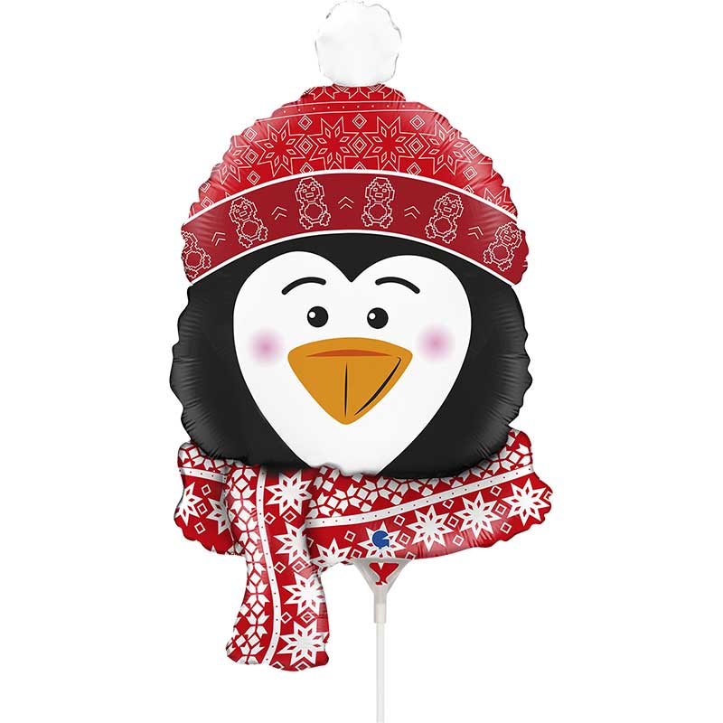 14in SWEET PENGUIN HEAD MINI AIR FILL FOIL BALLOON 10S