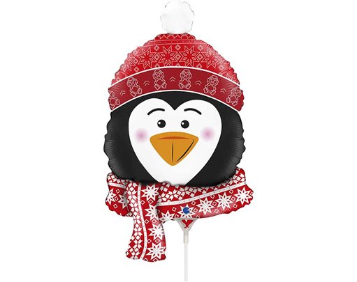 14in SWEET PENGUIN HEAD MINI AIR FILL FOIL BALLOON 10S