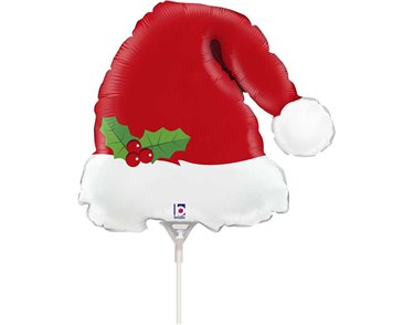 14in CHRISTMAS SANTA HAT AIR FILL FOIL BALLOON 10S