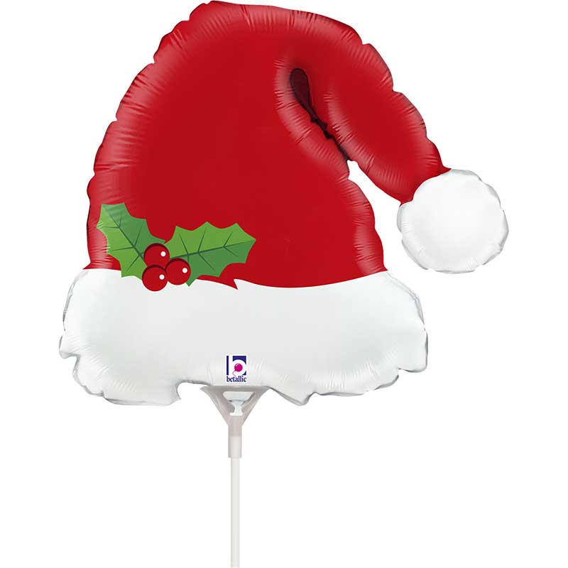 14in CHRISTMAS SANTA HAT AIR FILL FOIL BALLOON 10S