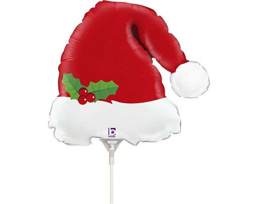 14in CHRISTMAS SANTA HAT AIR FILL FOIL BALLOON 10S