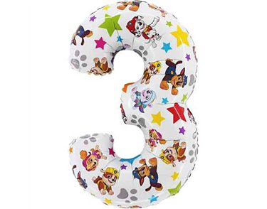 26in NUMBER 3 PAW PATROL FOIL BALLOON