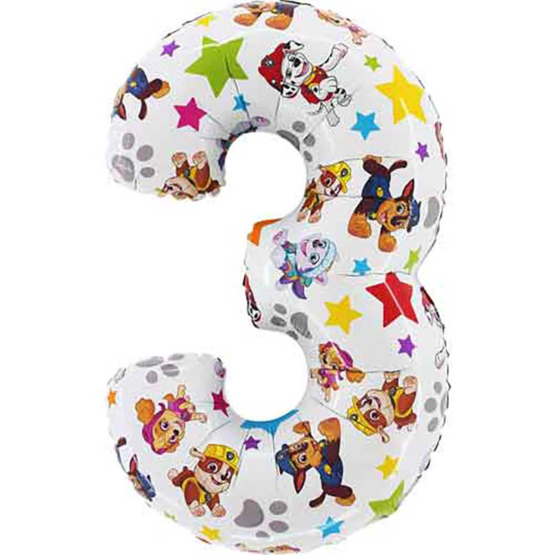 26in NUMBER 3 PAW PATROL FOIL BALLOON