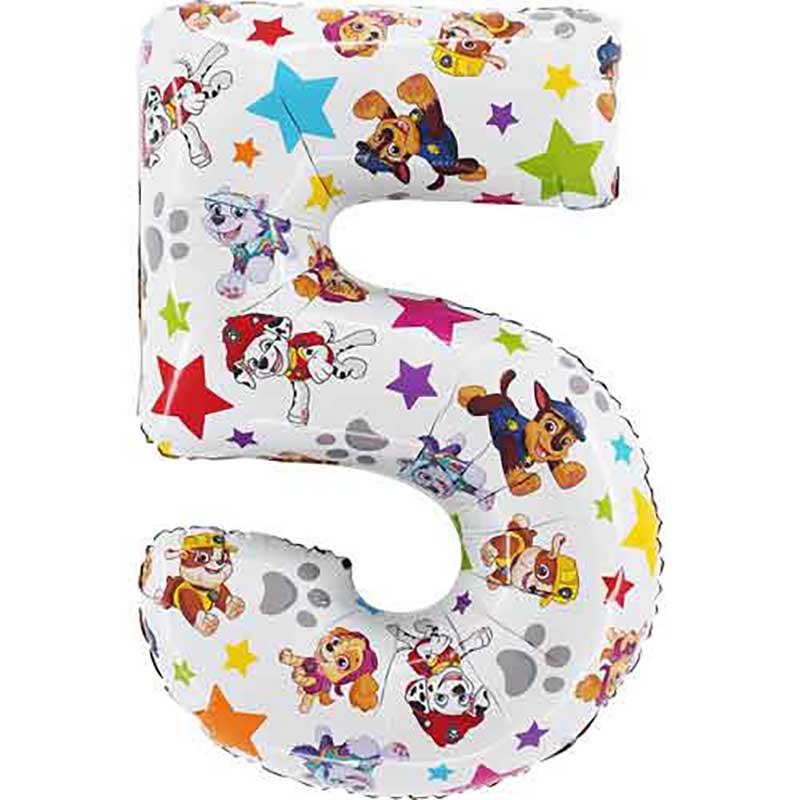 26in NUMBER 5 PAW PATROL FOIL BALLOON