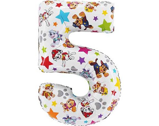 26in NUMBER 5 PAW PATROL FOIL BALLOON