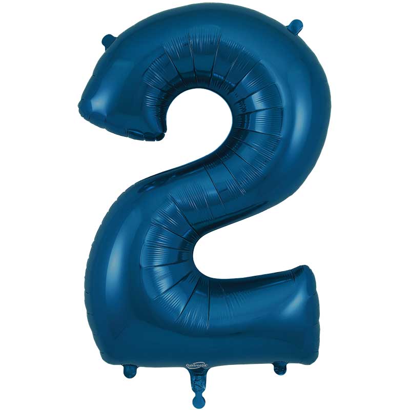34IN NUMBER 2 NAVY BLUE JUMBO FOIL BALLOON