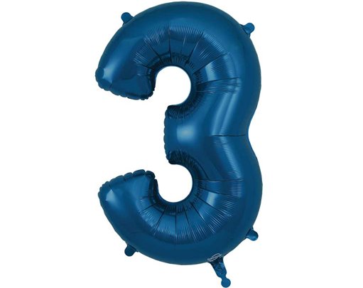 34IN NUMBER 3 NAVY BLUE JUMBO FOIL BALLOON