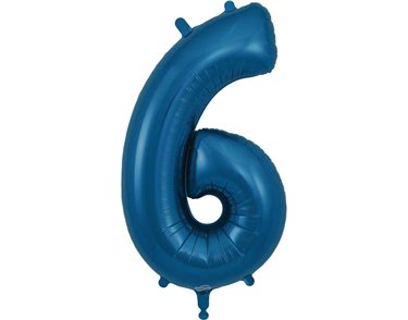 34IN NUMBER 6 NAVY BLUE JUMBO FOIL BALLOON