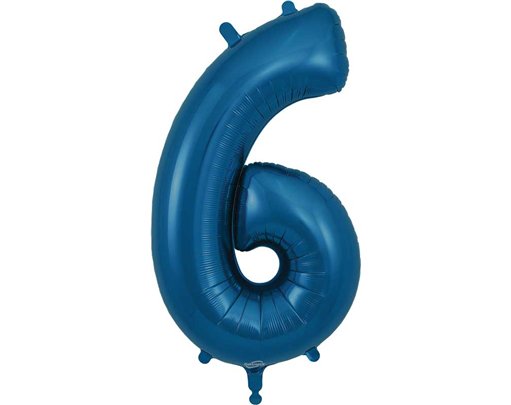 34IN NUMBER 6 NAVY BLUE JUMBO FOIL BALLOON